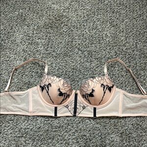 Floral Lace Underwire Bra - Pink